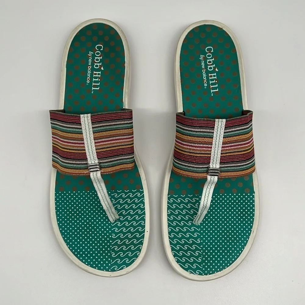 Cobb Hill by New Balance Multi Color Striped Jeanine Thong Wide‎ Band Sandal 11M